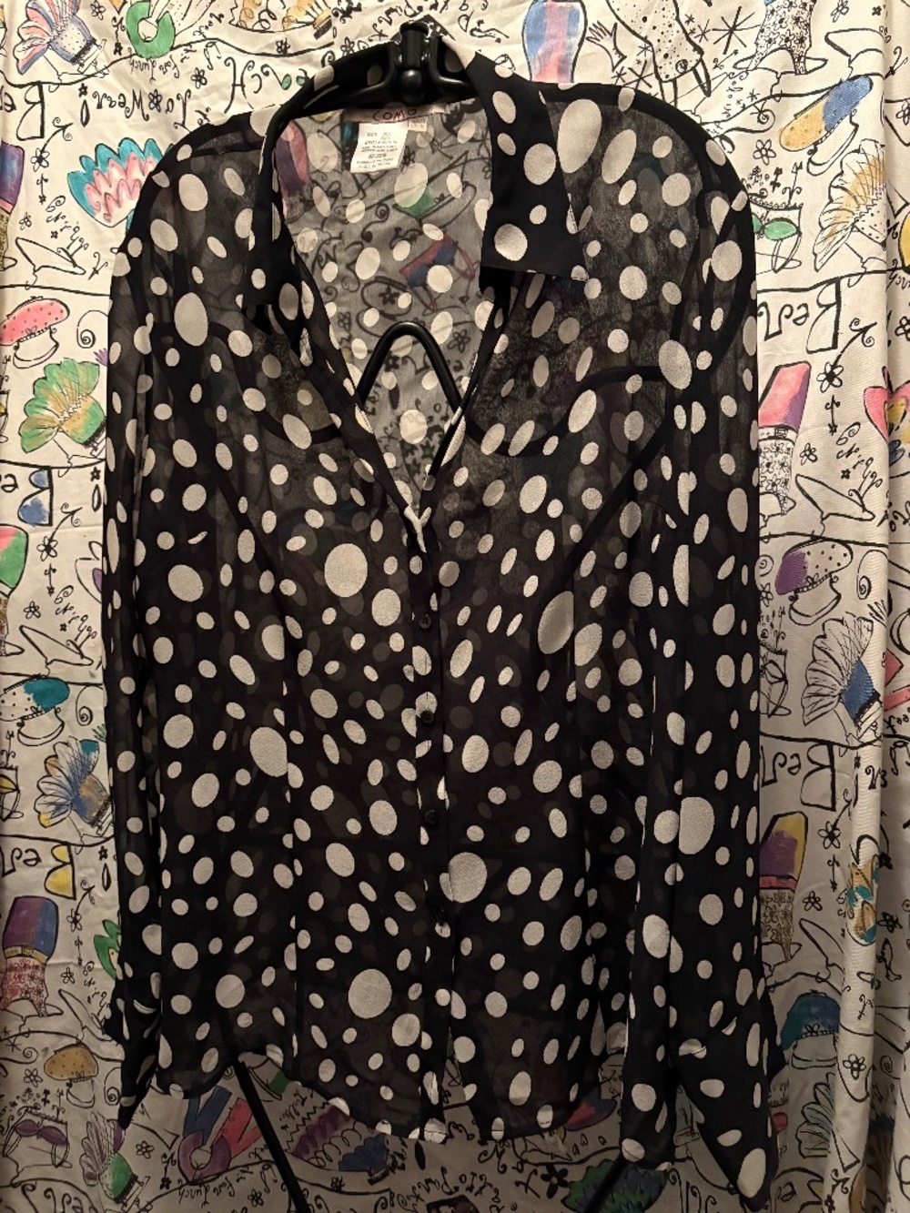 Como polka dot sheer  silk blouse